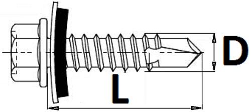 Кровельный цветной саморез 5,5х19 мм