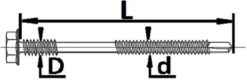 Саморез для крепления сэндвич-панелей 5,5/6,3x185 мм