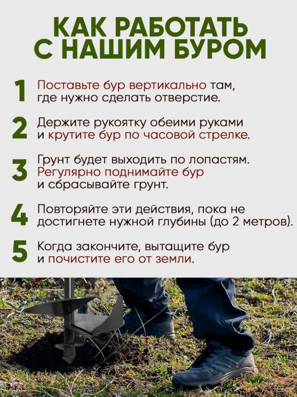 Бур садовый ручной для земли для столбов культиватор 250мм