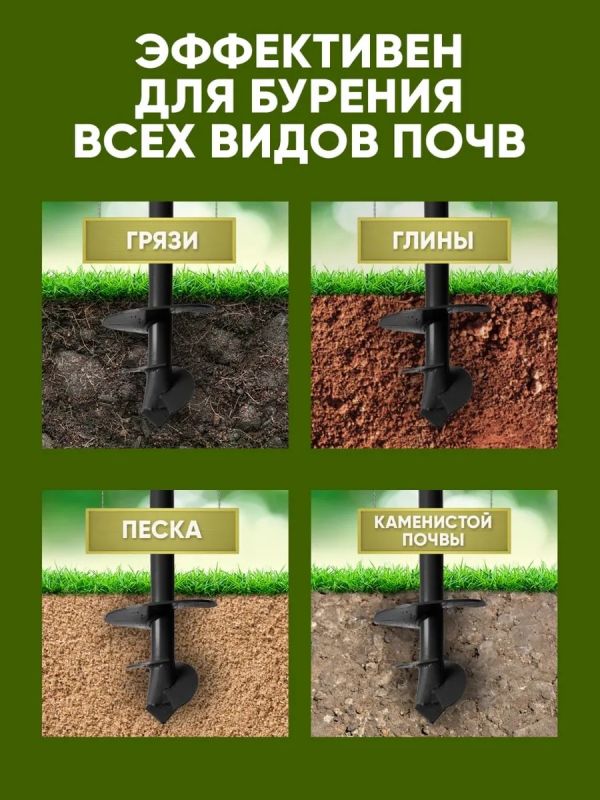 Бур садовый ручной для столбов D80мм (8см)