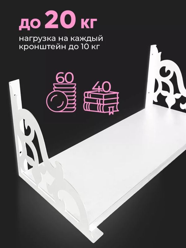 Кронштейн для полки на стену белый 2 шт