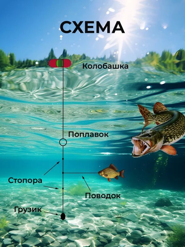 Жерлица летняя колобашка оснащённая на щуку 5 шт