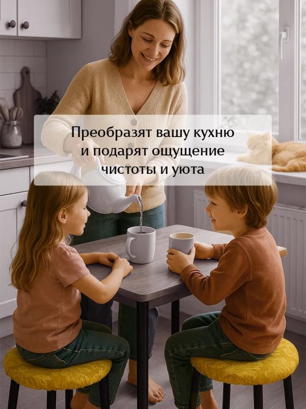Чехол на табурет круглый на резинке с поролоном 2 шт