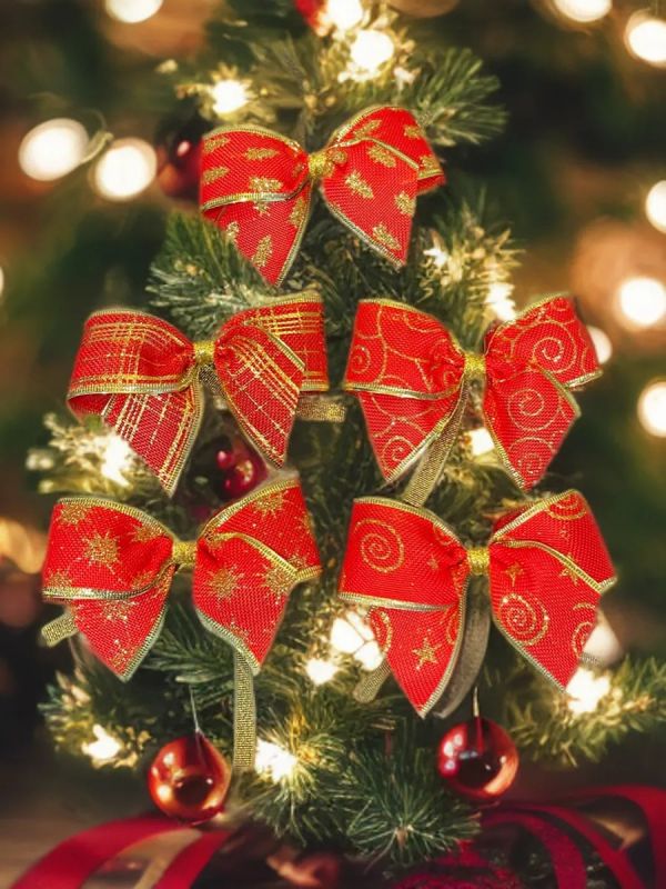 Банты на елку большие новогодние