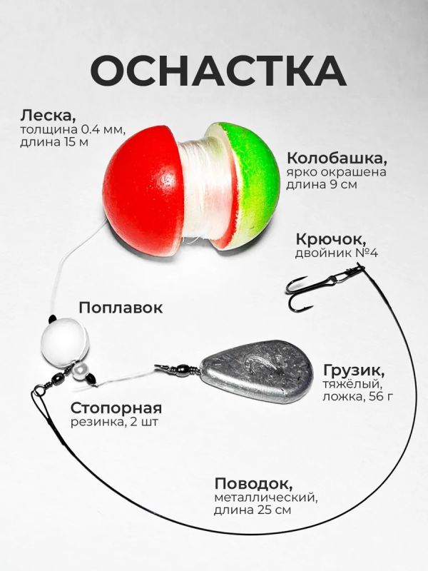 Колобашка якорная оснащённая на щуку 10 шт