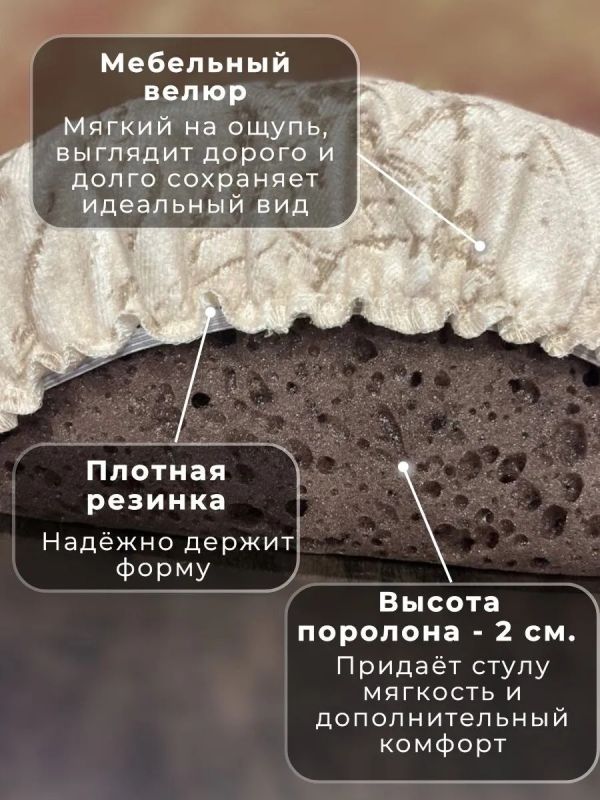 Чехол на табурет круглый на резинке с поролоном 2 шт