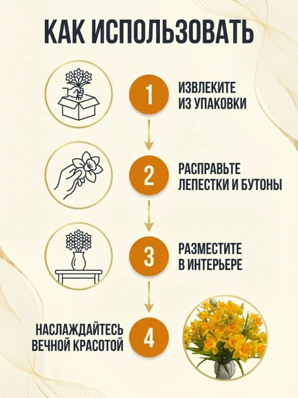 Искусственные нарциссы силиконовые для декора