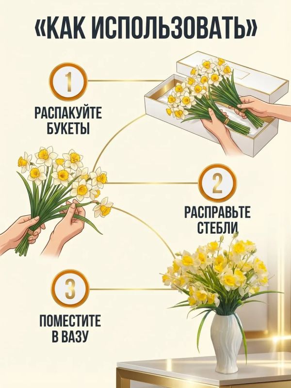 Искусственные нарциссы силиконовые для декора
