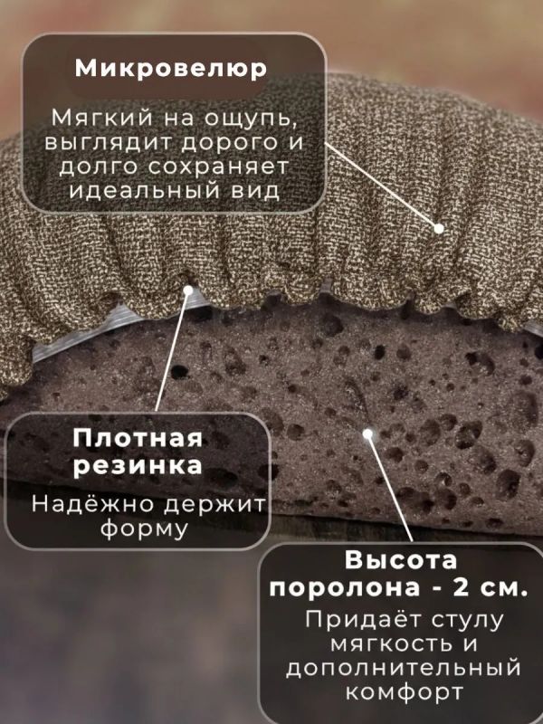Чехол на табурет круглый на резинке с поролоном 2 шт