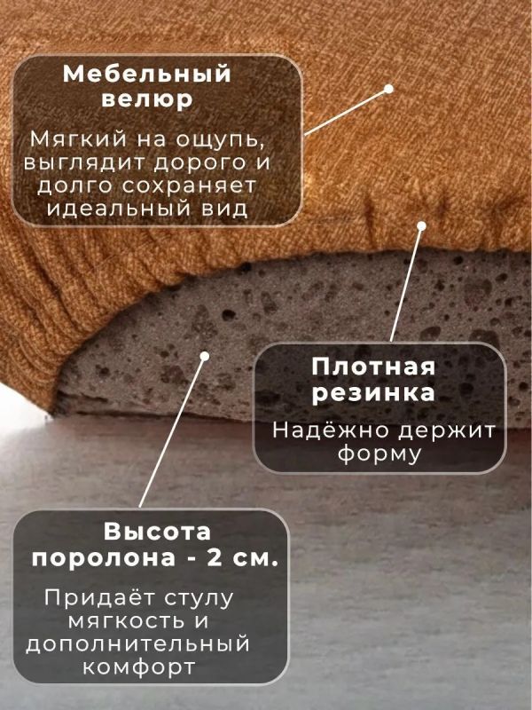 Чехол на табурет круглый на резинке с поролоном 2 шт