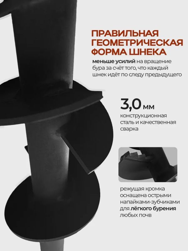 Сменный модуль 3х шнековый D200мм на бур садовый